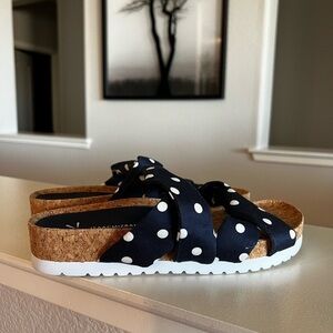 Isaac Mizrahi Navy Polka Dot Sandals